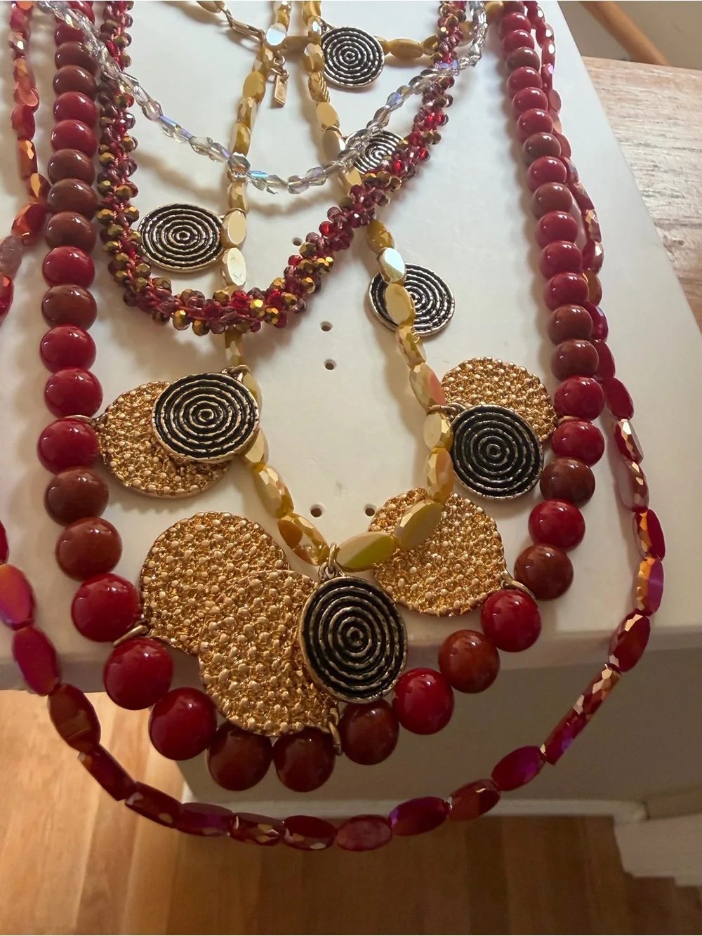Zara Red and Gold Layered Beaded Necklace